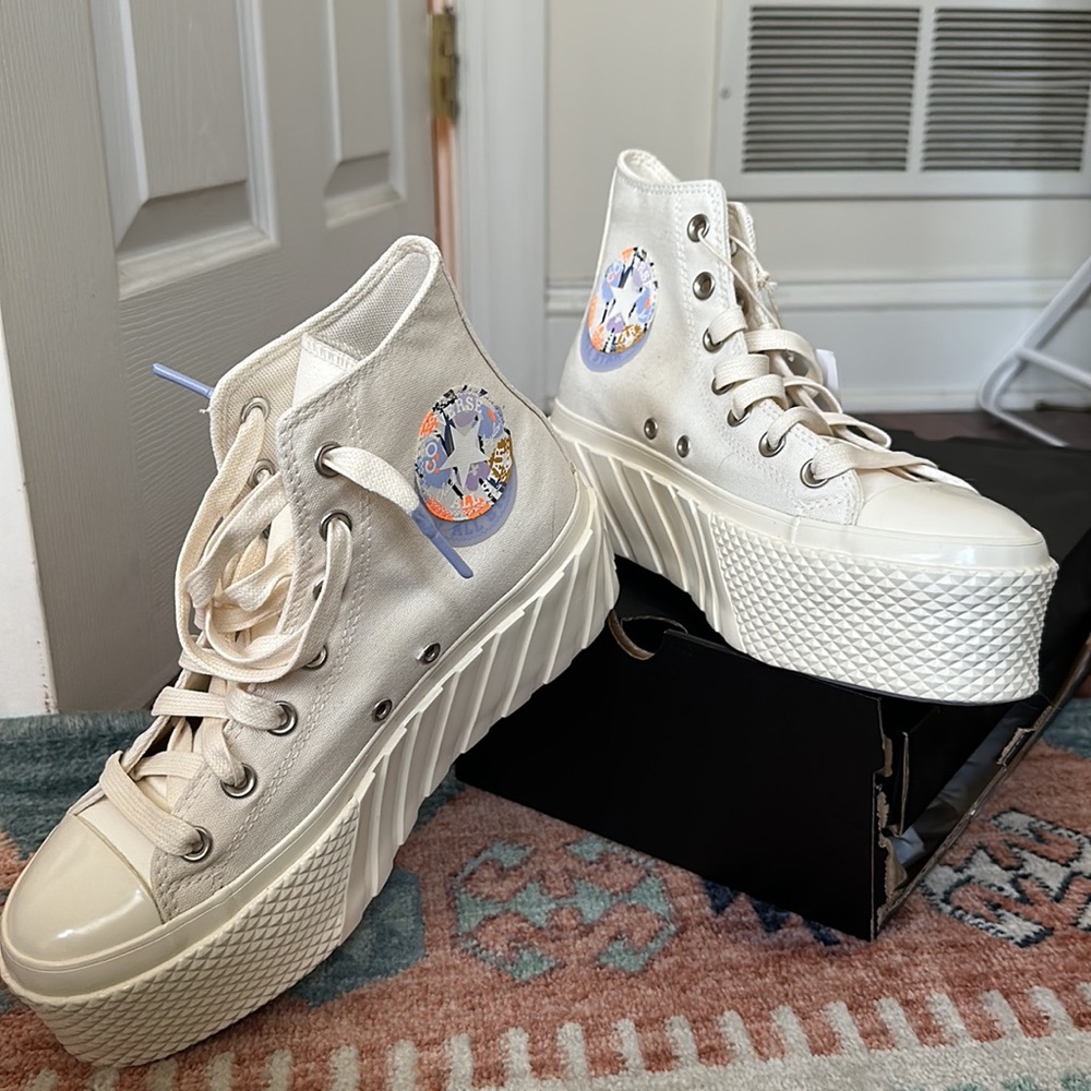 Converse White Platform High-Tops